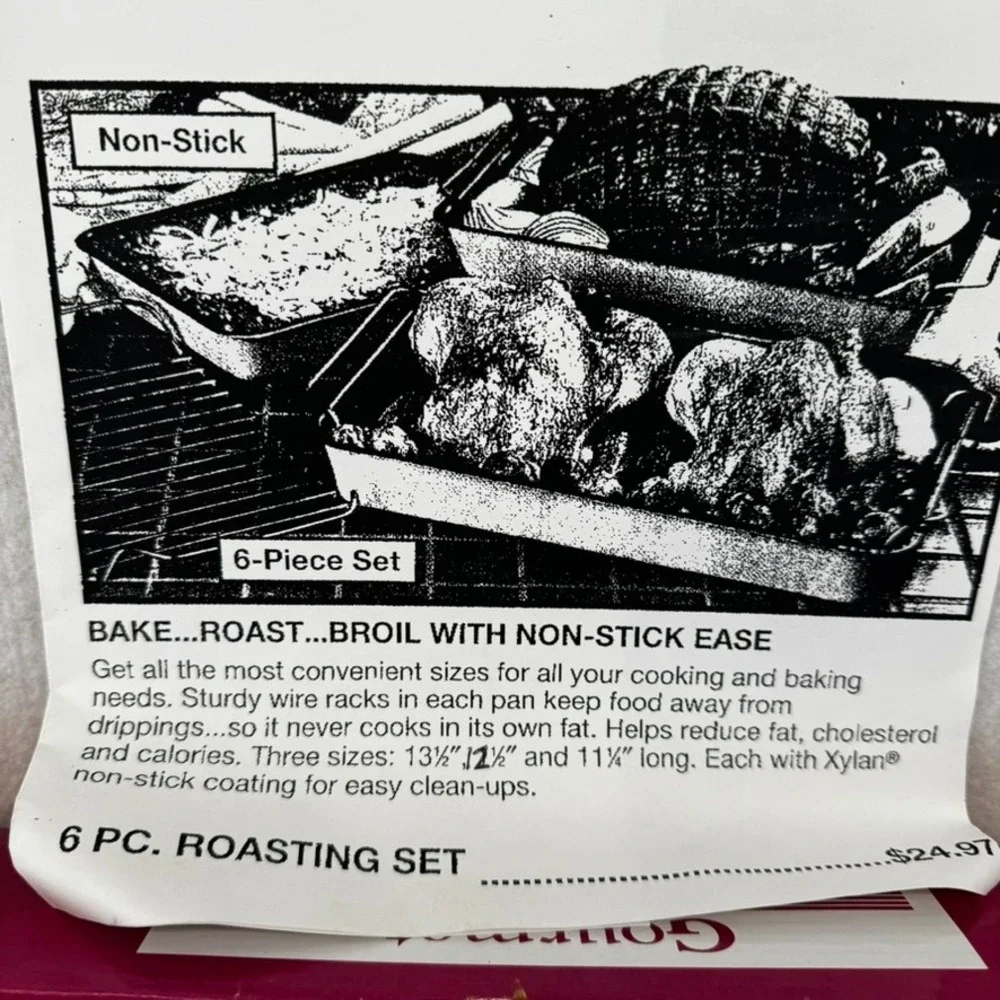 Gourmet Craft 6 Pc Non-Stick Roasting Pan Set with Racks Vintage 1995 New